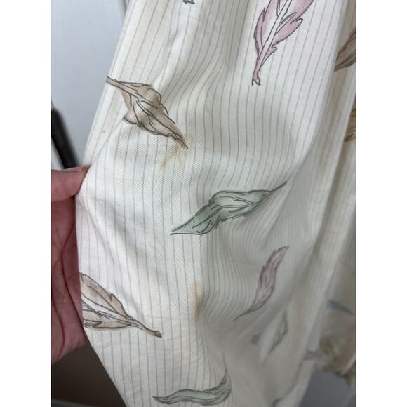 80s Liz Claiborne Size 14 Rayon Midi Pleated Pastel Feather Cream Stripe Skirt - Picture 5 of 10